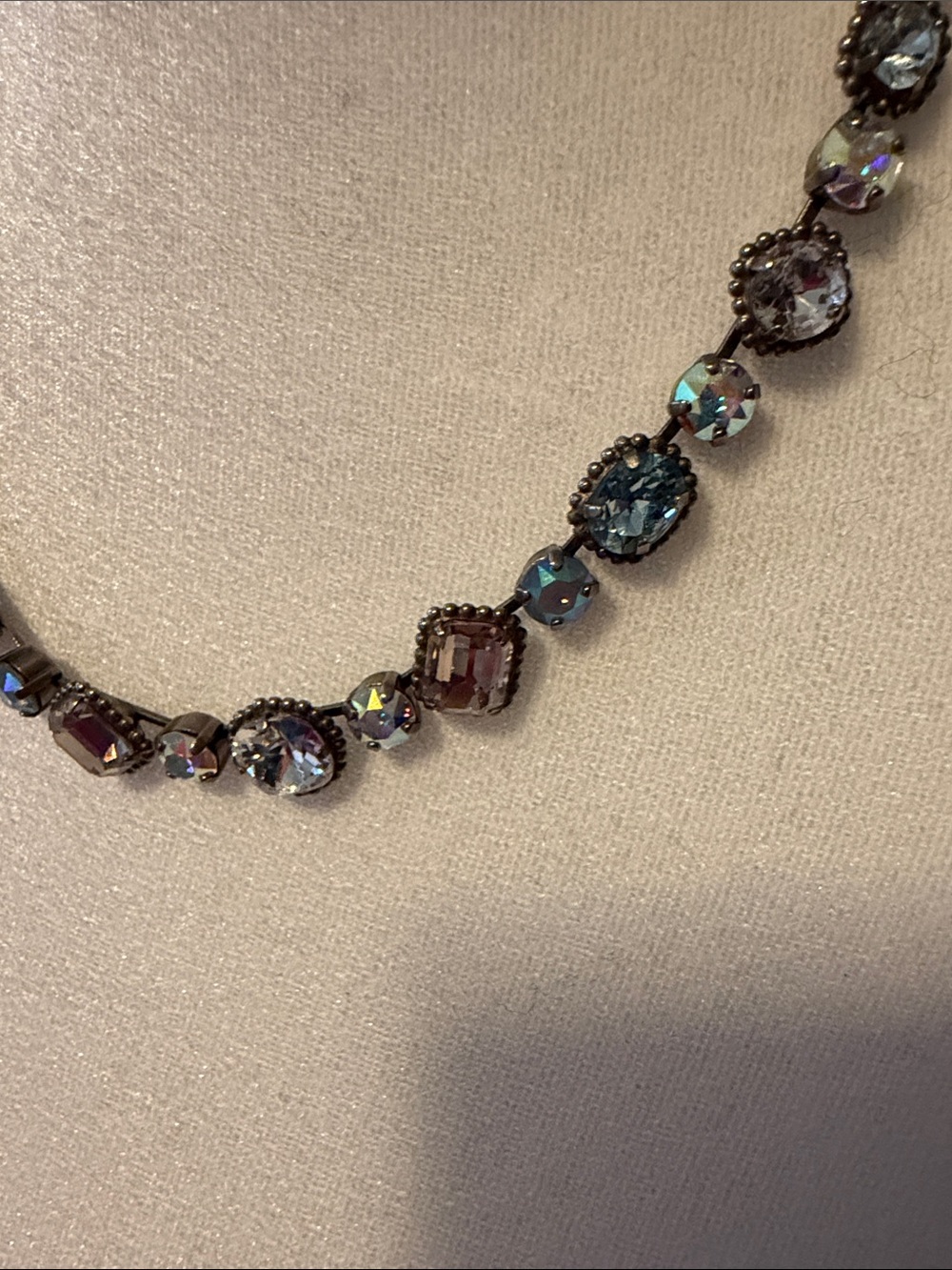 Sorrelli Iridescent Blue and Gray Crystal Station Necklace - Picture 10 of 11